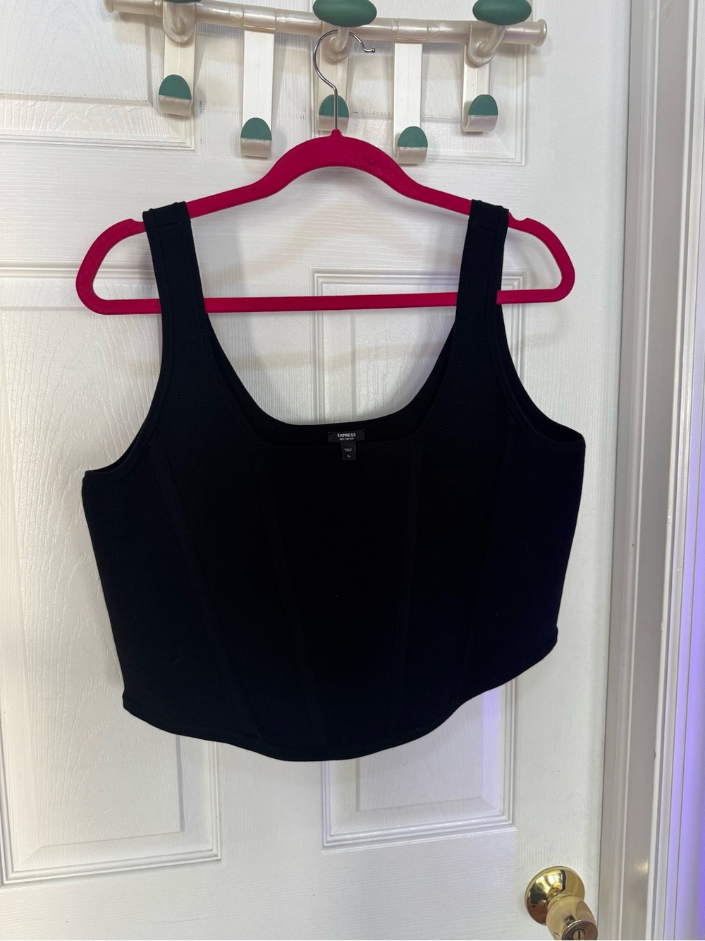 Woman Within Black Scoop Neck Crop Tank Top corset top (skims material)